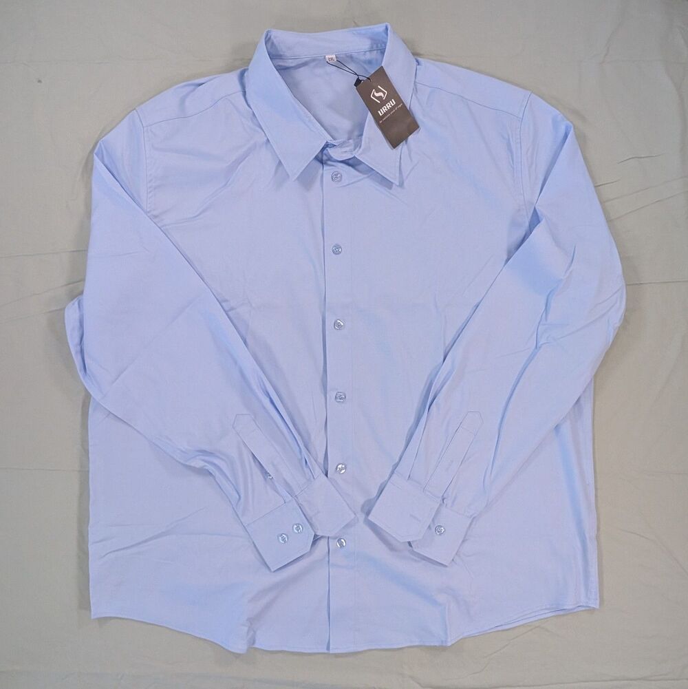 URRU New with tags mens Blue long sleeve button up shirt size 2XL Poly Blend